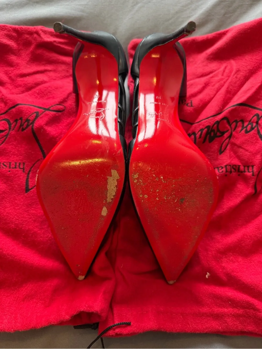 Christian Louboutin Black Pointed Leather Multi-Strap Pumps